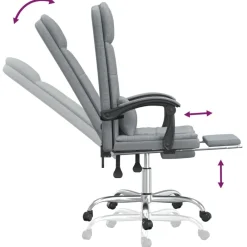vidaXL Mobiliario De Oficina-Silla de oficina reclinable con masaje de tela