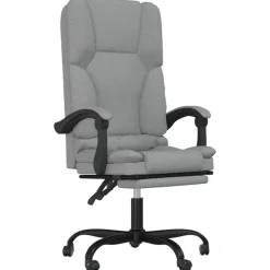 vidaXL Silla de oficina reclinable con masaje de tela Gris claro Discount