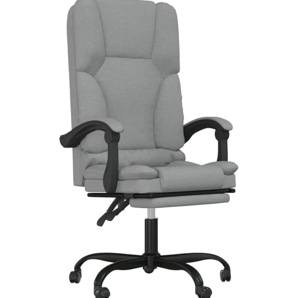 vidaXL Silla de oficina reclinable con masaje de tela Gris claro Discount