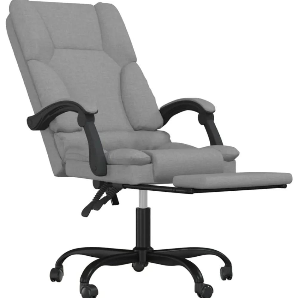 vidaXL Silla de oficina reclinable con masaje de tela Gris claro Discount