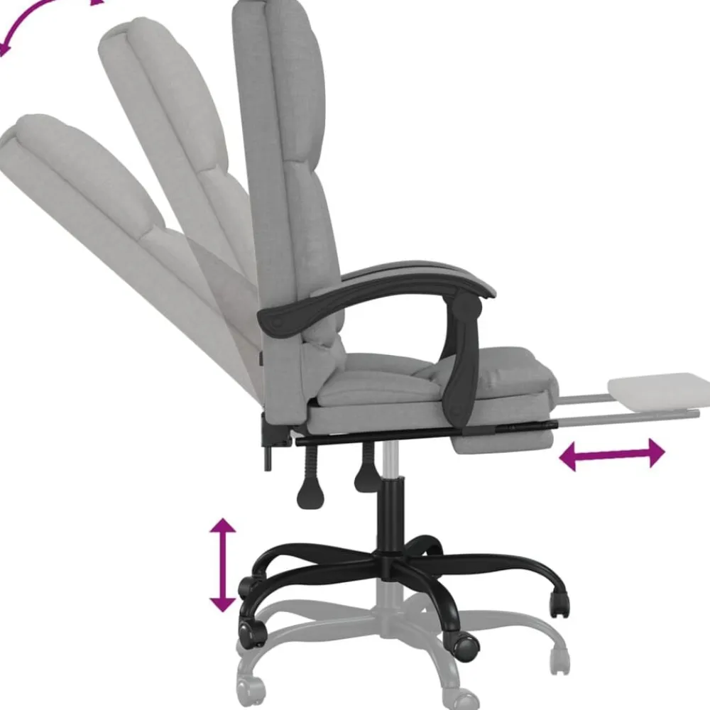 vidaXL Silla de oficina reclinable con masaje de tela Gris claro Discount