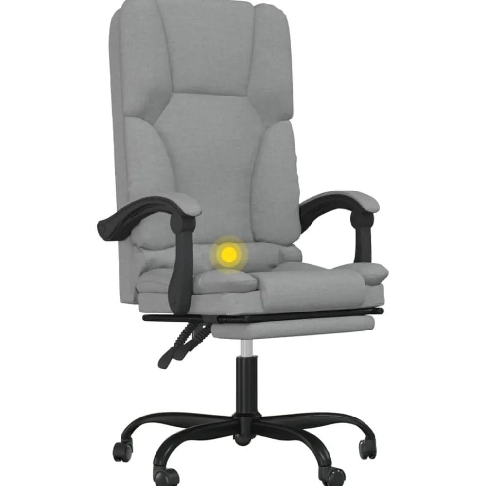 vidaXL Silla de oficina reclinable con masaje de tela Gris claro Discount