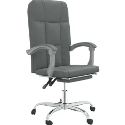 vidaXL Silla de oficina reclinable de tela Gris oscuro Hot