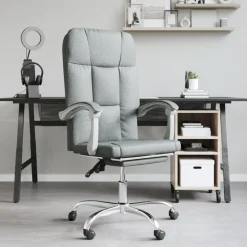 vidaXL Silla de oficina reclinable de tela Gris oscuro Hot