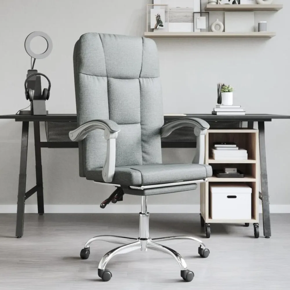 vidaXL Silla de oficina reclinable de tela Gris oscuro Hot