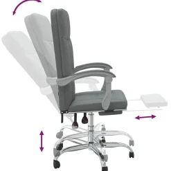 vidaXL Silla de oficina reclinable de tela Gris oscuro Hot
