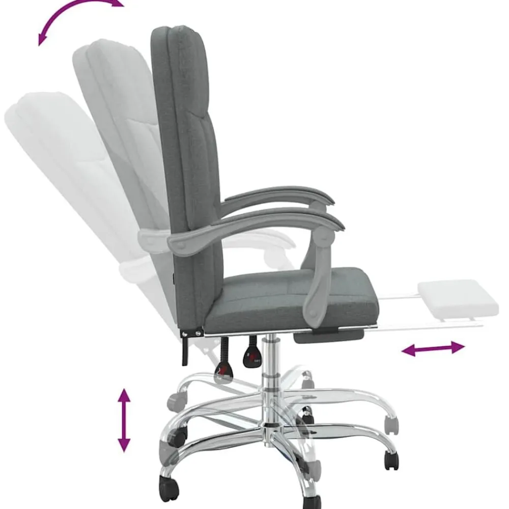 vidaXL Silla de oficina reclinable de tela Gris oscuro Hot