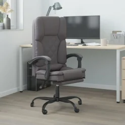 vidaXL Mobiliario De Oficina-Silla de oficina reclinable masaje cuero sintético