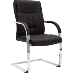 vidaXL Silla de oficina voladiza de cuero sintético negra Negro Sale