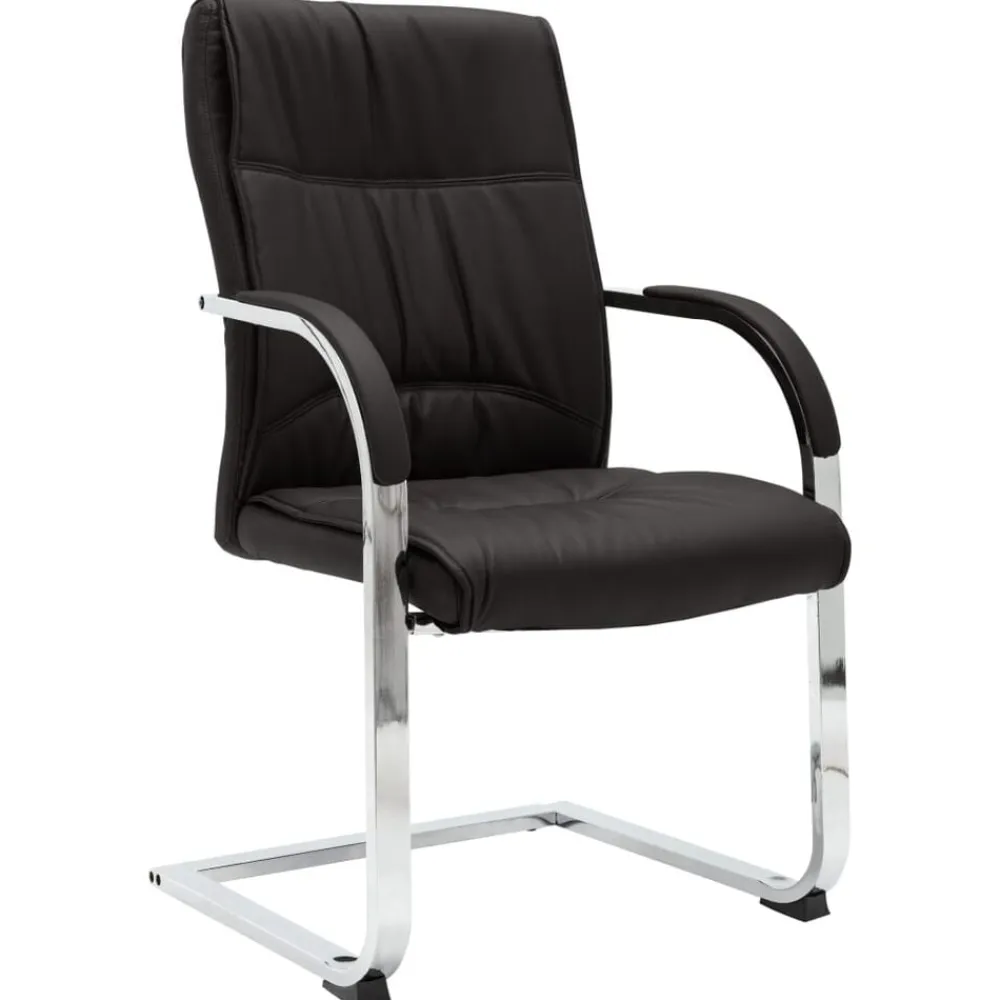 vidaXL Silla de oficina voladiza de cuero sintético negra Negro Sale