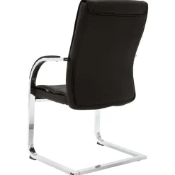 vidaXL Silla de oficina voladiza de cuero sintético negra Negro Sale