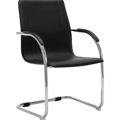 vidaXL Mobiliario De Oficina-Silla de oficina voladiza de cuero sintético negra