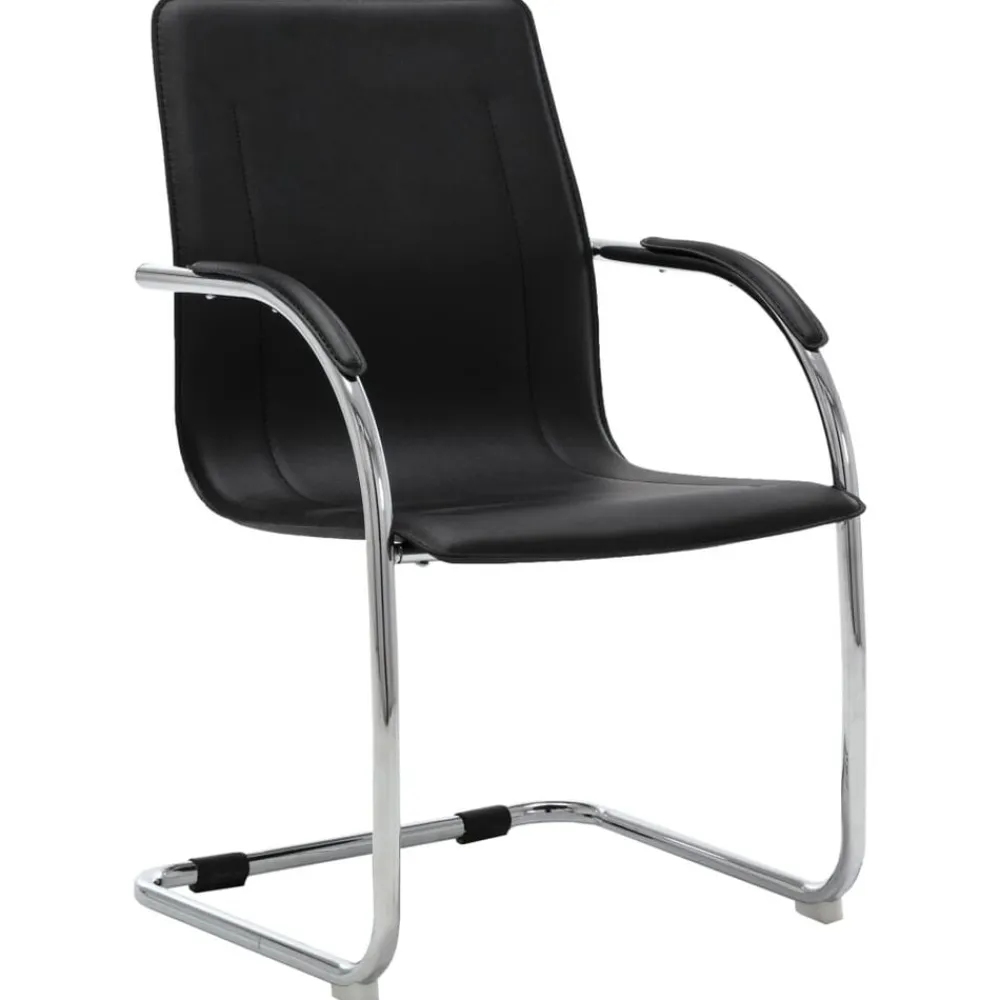 vidaXL Mobiliario De Oficina-Silla de oficina voladiza de cuero sintético negra