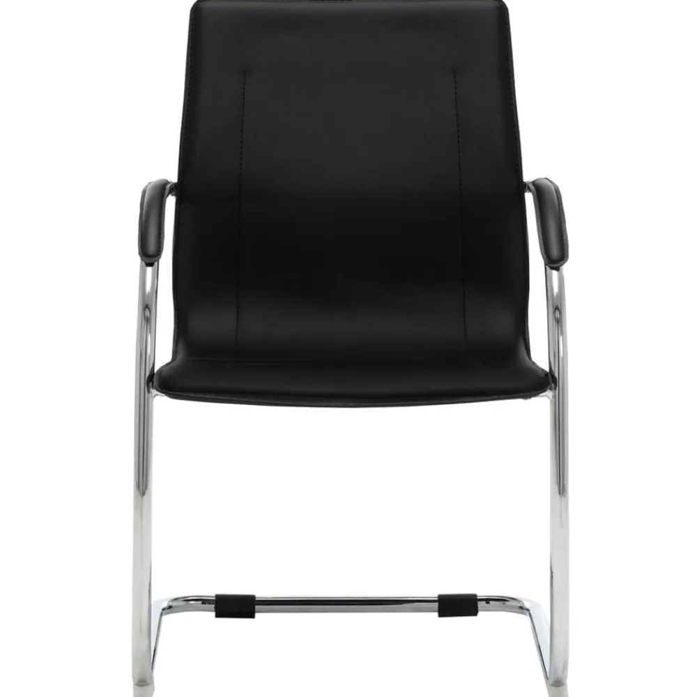 vidaXL Mobiliario De Oficina-Silla de oficina voladiza de cuero sintético negra
