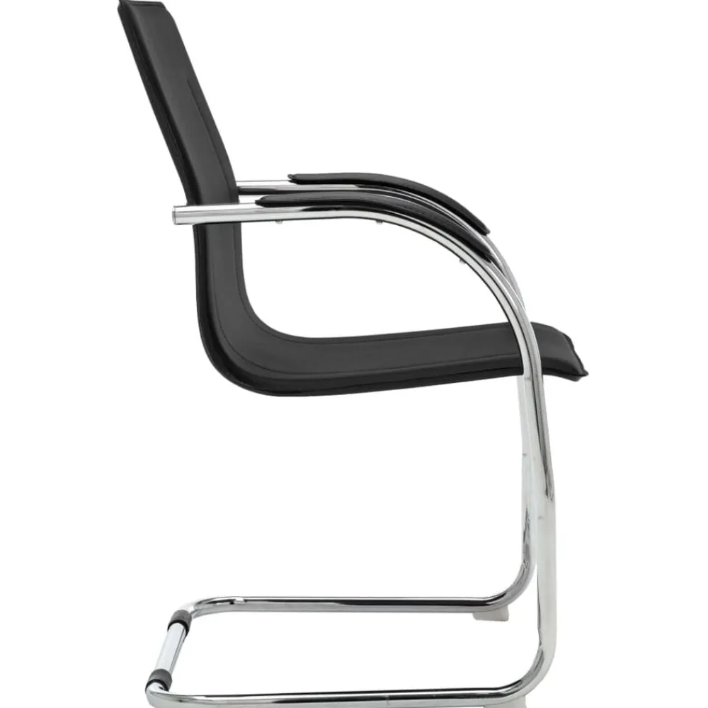 vidaXL Mobiliario De Oficina-Silla de oficina voladiza de cuero sintético negra