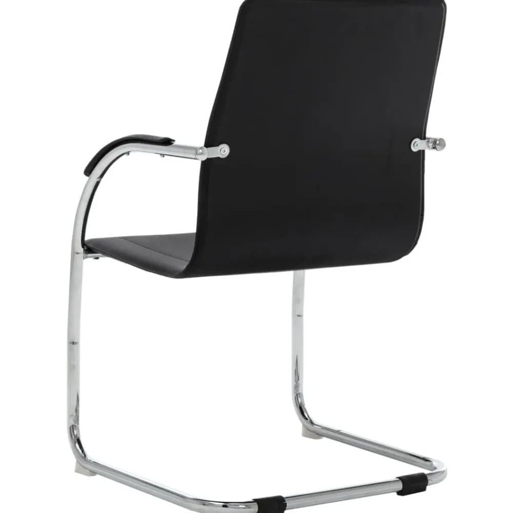 vidaXL Mobiliario De Oficina-Silla de oficina voladiza de cuero sintético negra