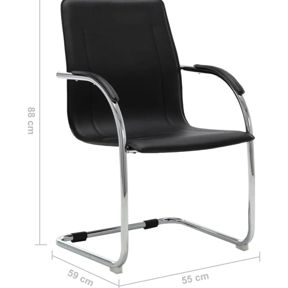 vidaXL Mobiliario De Oficina-Silla de oficina voladiza de cuero sintético negra