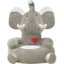 vidaXL Silla de peluche para niños elefante gris Best