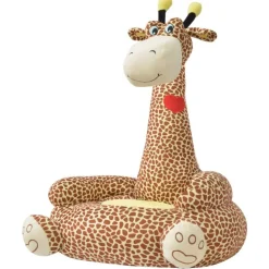 Niños vidaXL Mobiliario Para Bebés Y Niños Pequeños-Silla de peluche para niños jirafa marrón