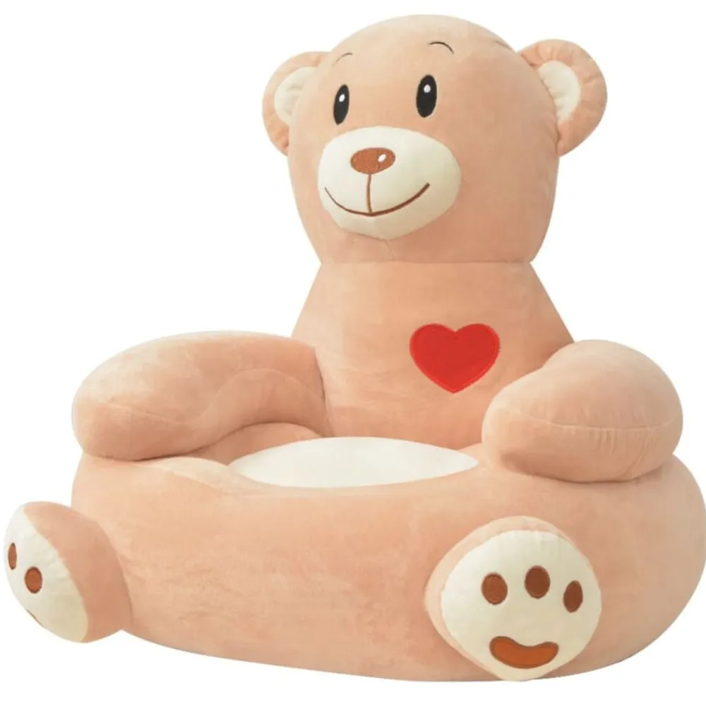 vidaXL Silla de peluche para niños oso marrón Clearance