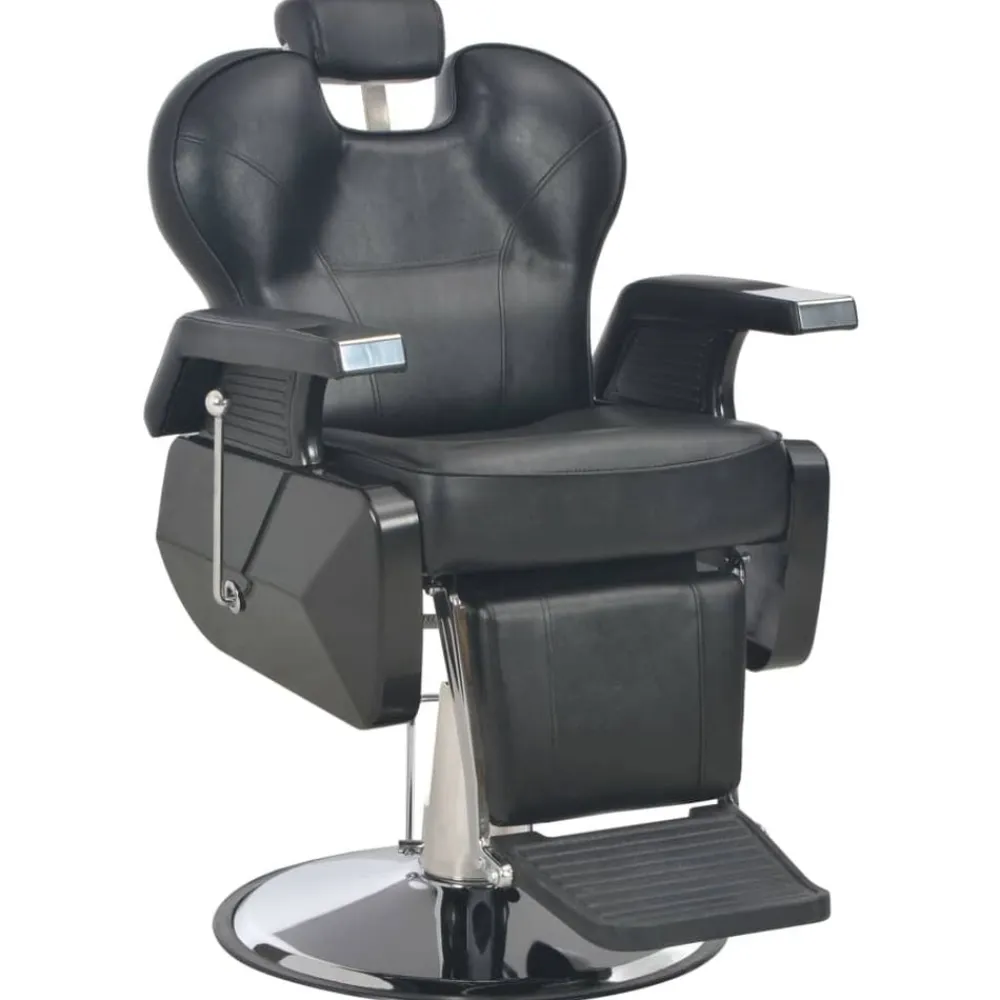 vidaXL Peluquería Y Cosmética-Silla de peluquería de cuero sintético negra 72x68x98 cm