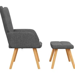 vidaXL Silla de relajación con reposapiés de tela Gris oscuro Best