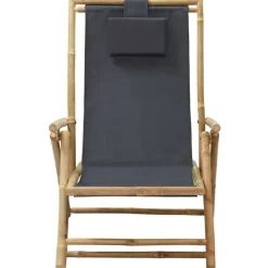 vidaXL Muebles De Jardín-Silla de relax reclinable de bambú y tela