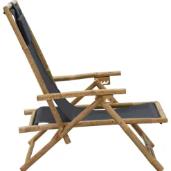 vidaXL Muebles De Jardín-Silla de relax reclinable de bambú y tela
