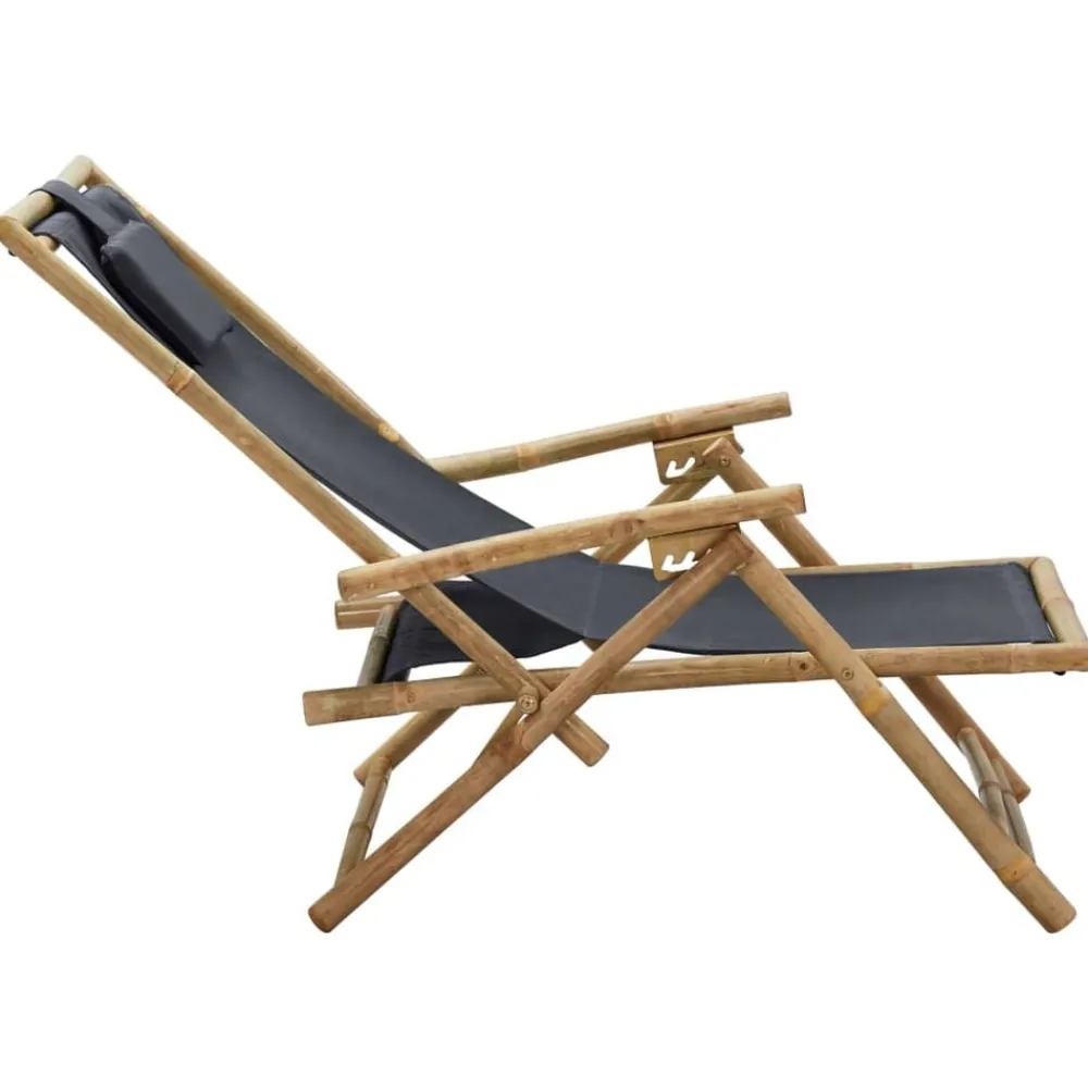 vidaXL Muebles De Jardín-Silla de relax reclinable de bambú y tela