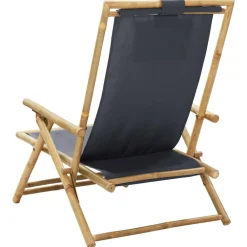 vidaXL Muebles De Jardín-Silla de relax reclinable de bambú y tela