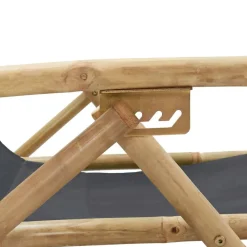 vidaXL Muebles De Jardín-Silla de relax reclinable de bambú y tela