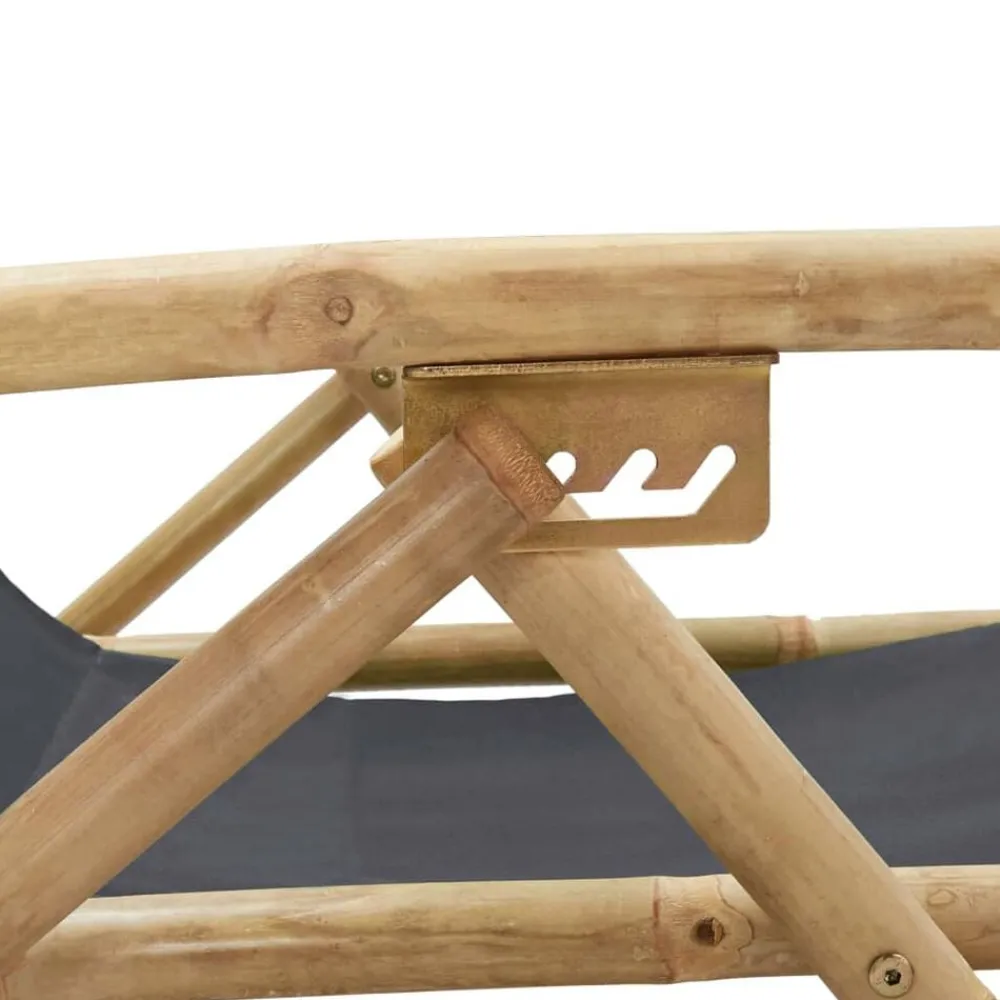 vidaXL Muebles De Jardín-Silla de relax reclinable de bambú y tela