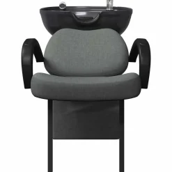 vidaXL Silla de Shampoo 136 x 60 x 92 cm tela Gris oscuro y negro