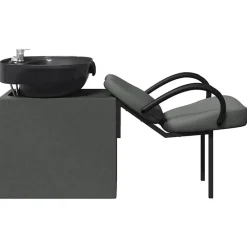 vidaXL Silla de Shampoo 136 x 60 x 92 cm tela Gris oscuro y negro