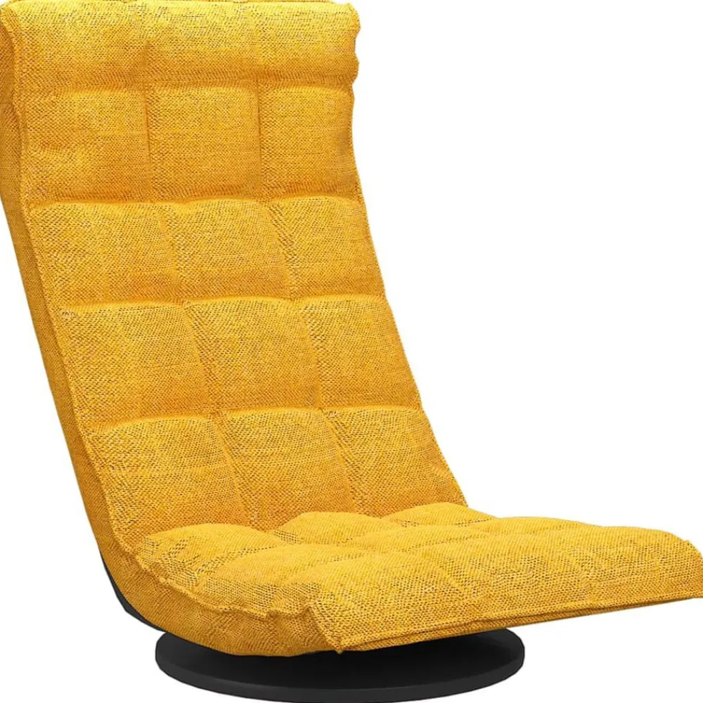vidaXL Silla de suelo giratoria de tela Amarillo mostaza Sale
