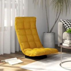 vidaXL Silla de suelo giratoria de tela Amarillo mostaza Sale