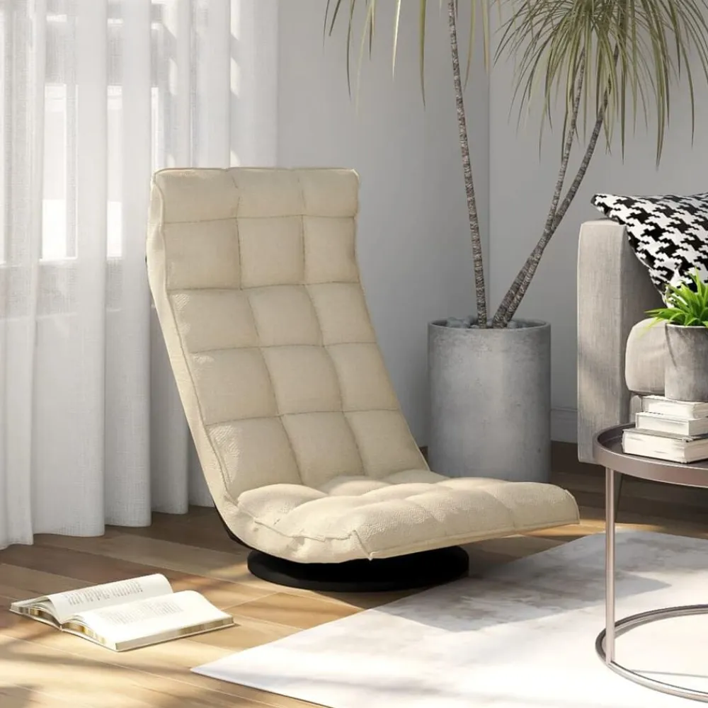 vidaXL Silla de suelo giratoria de tela Crema Outlet