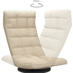 vidaXL Silla de suelo giratoria de tela Crema Outlet