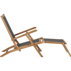 vidaXL Silla de terraza con reposapiés de madera maciza de teca negra Online