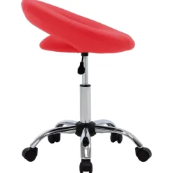 vidaXL Silla de trabajo con ruedas cuero sintético Rojo
