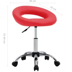 vidaXL Silla de trabajo con ruedas cuero sintético Rojo