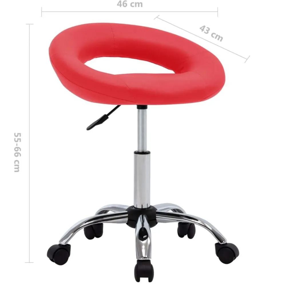 vidaXL Silla de trabajo con ruedas cuero sintético Rojo