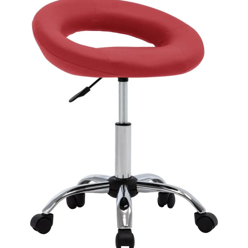 vidaXL Mobiliario De Oficina-Silla de trabajo con ruedas cuero sintético rojo tinto