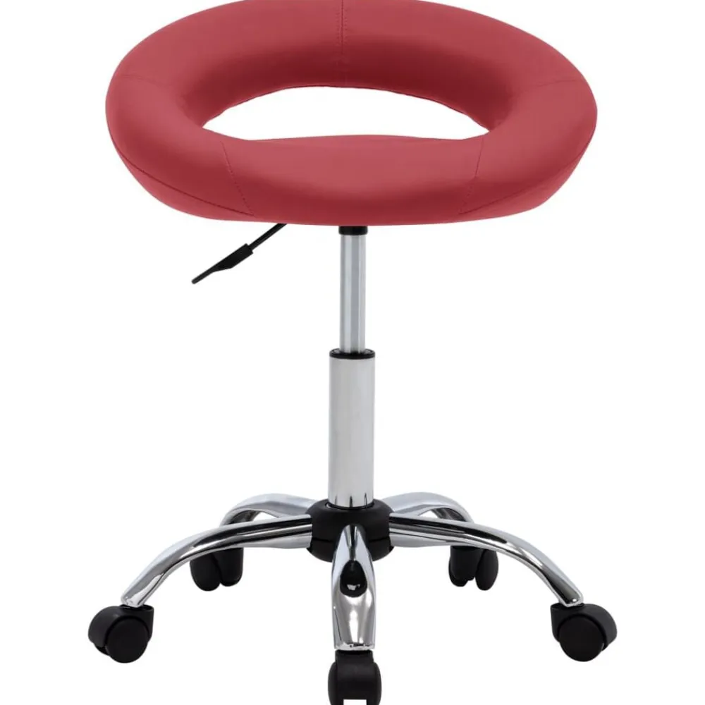 vidaXL Mobiliario De Oficina-Silla de trabajo con ruedas cuero sintético rojo tinto