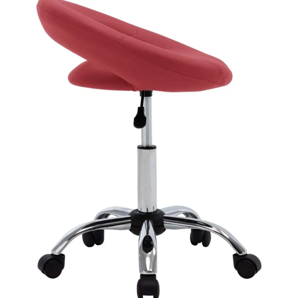 vidaXL Mobiliario De Oficina-Silla de trabajo con ruedas cuero sintético rojo tinto