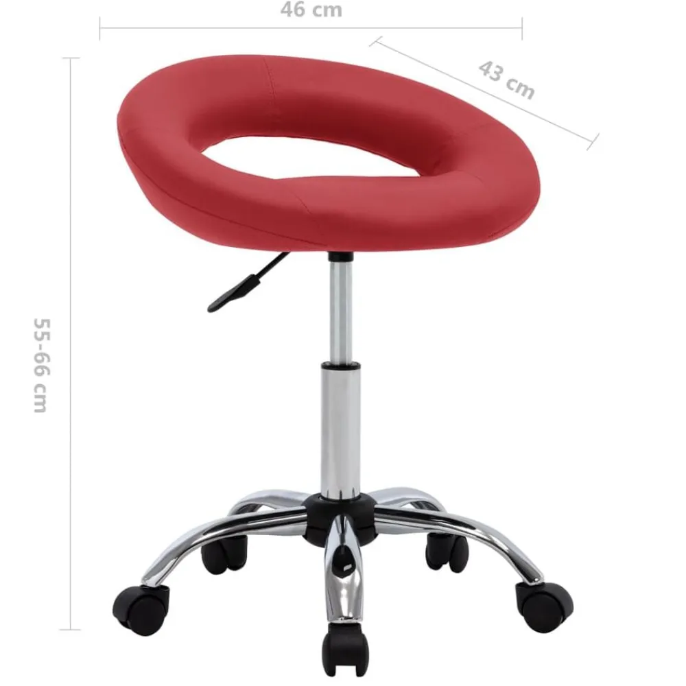 vidaXL Mobiliario De Oficina-Silla de trabajo con ruedas cuero sintético rojo tinto