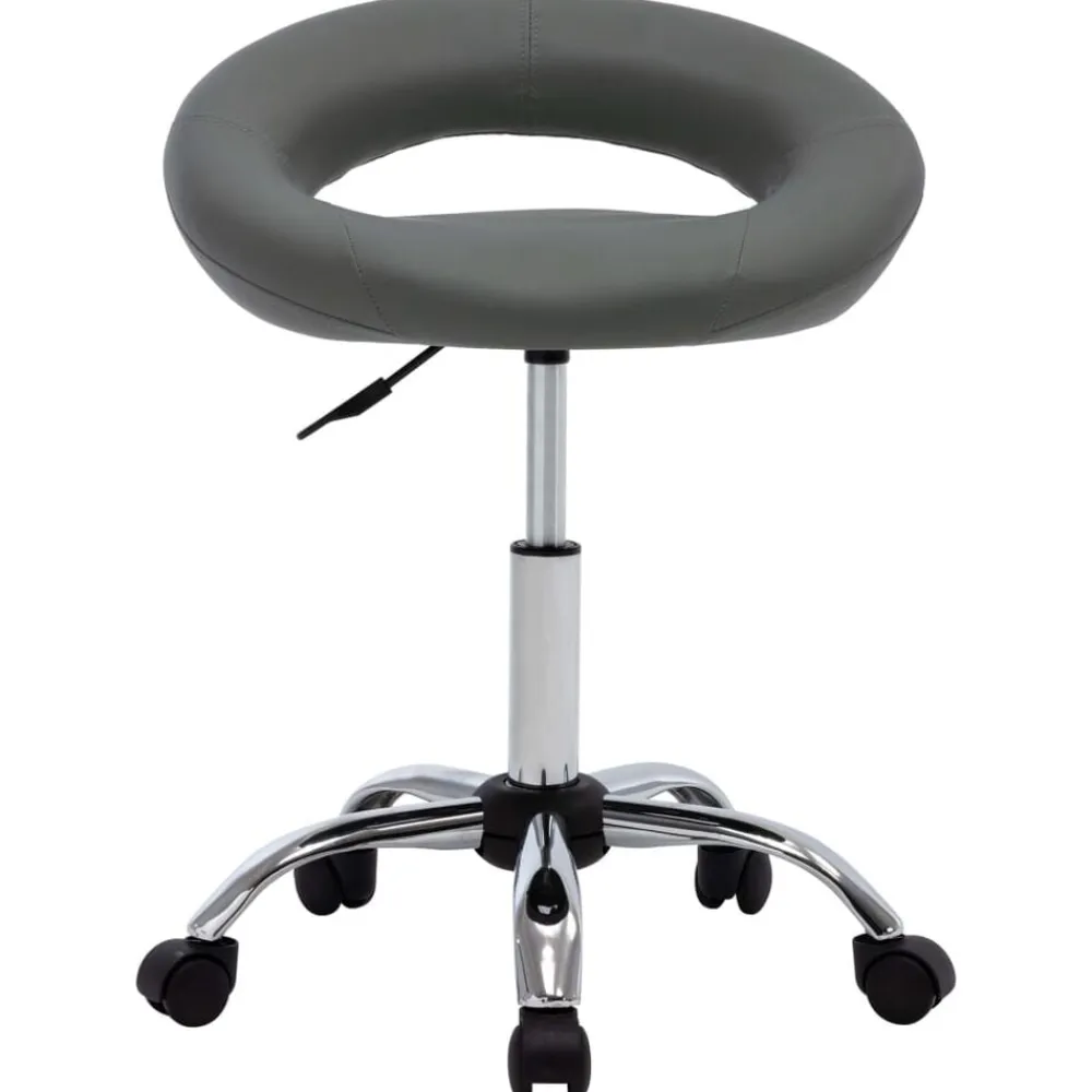 vidaXL Silla de trabajo con ruedas cuero sintético Gris Discount