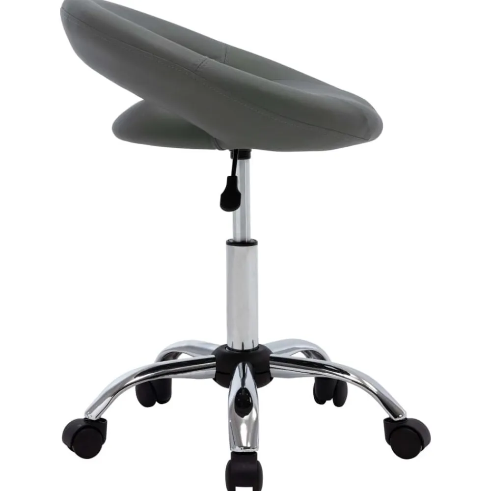 vidaXL Silla de trabajo con ruedas cuero sintético Gris Discount