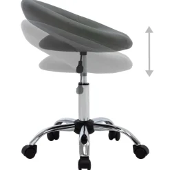 vidaXL Silla de trabajo con ruedas cuero sintético Gris Discount