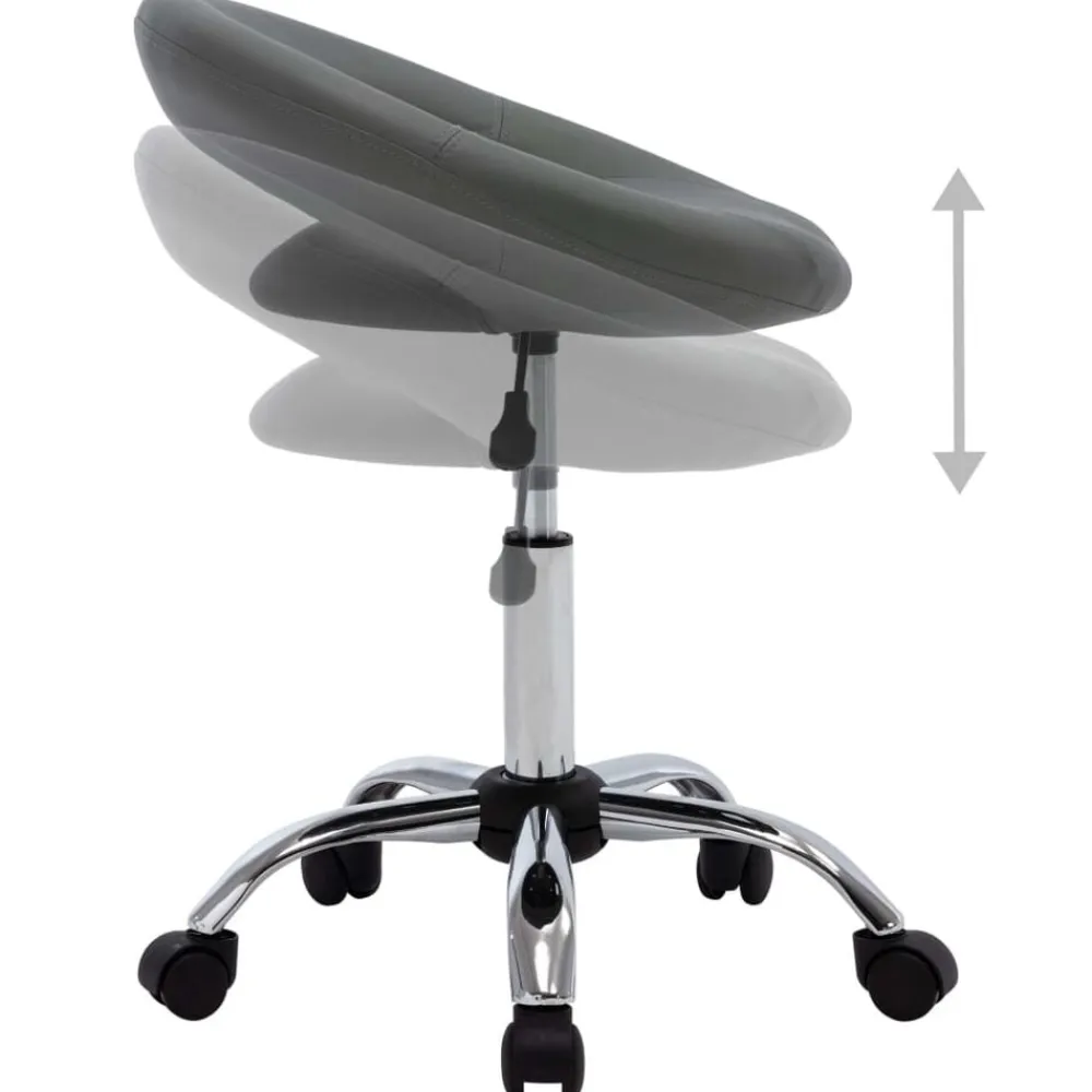 vidaXL Silla de trabajo con ruedas cuero sintético Gris Discount